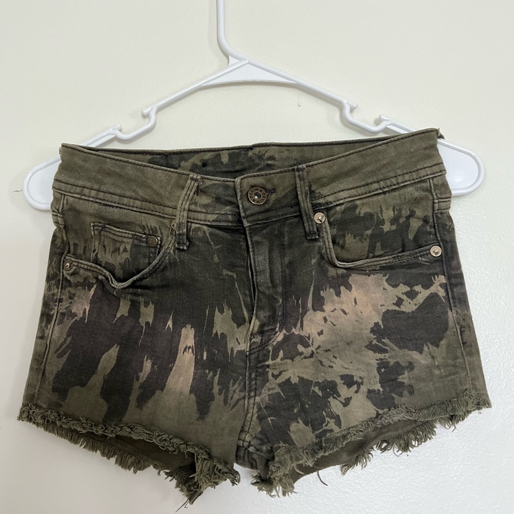 H&M denim short high waist | size US 4 | color: dark green **Pre owned